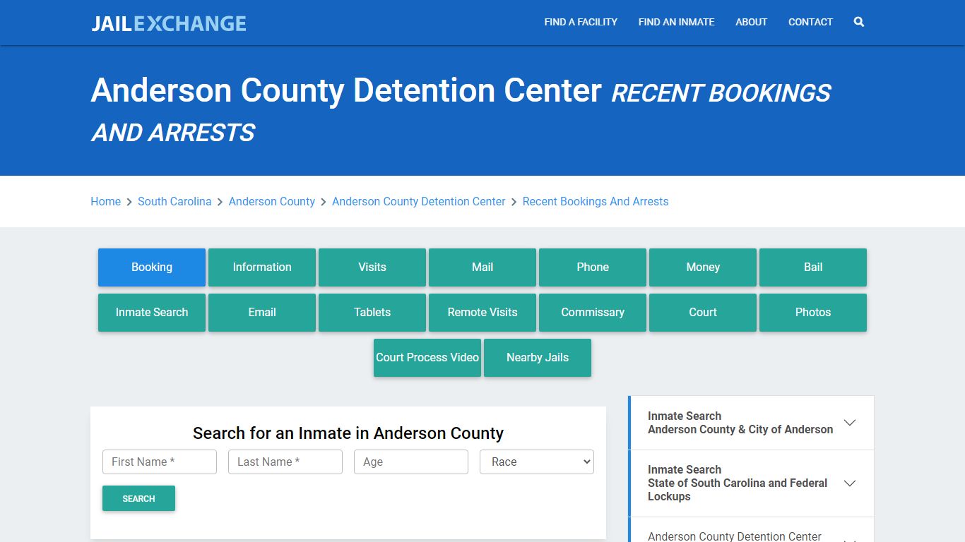 Anderson County Detention Center Recent Bookings And Arrests